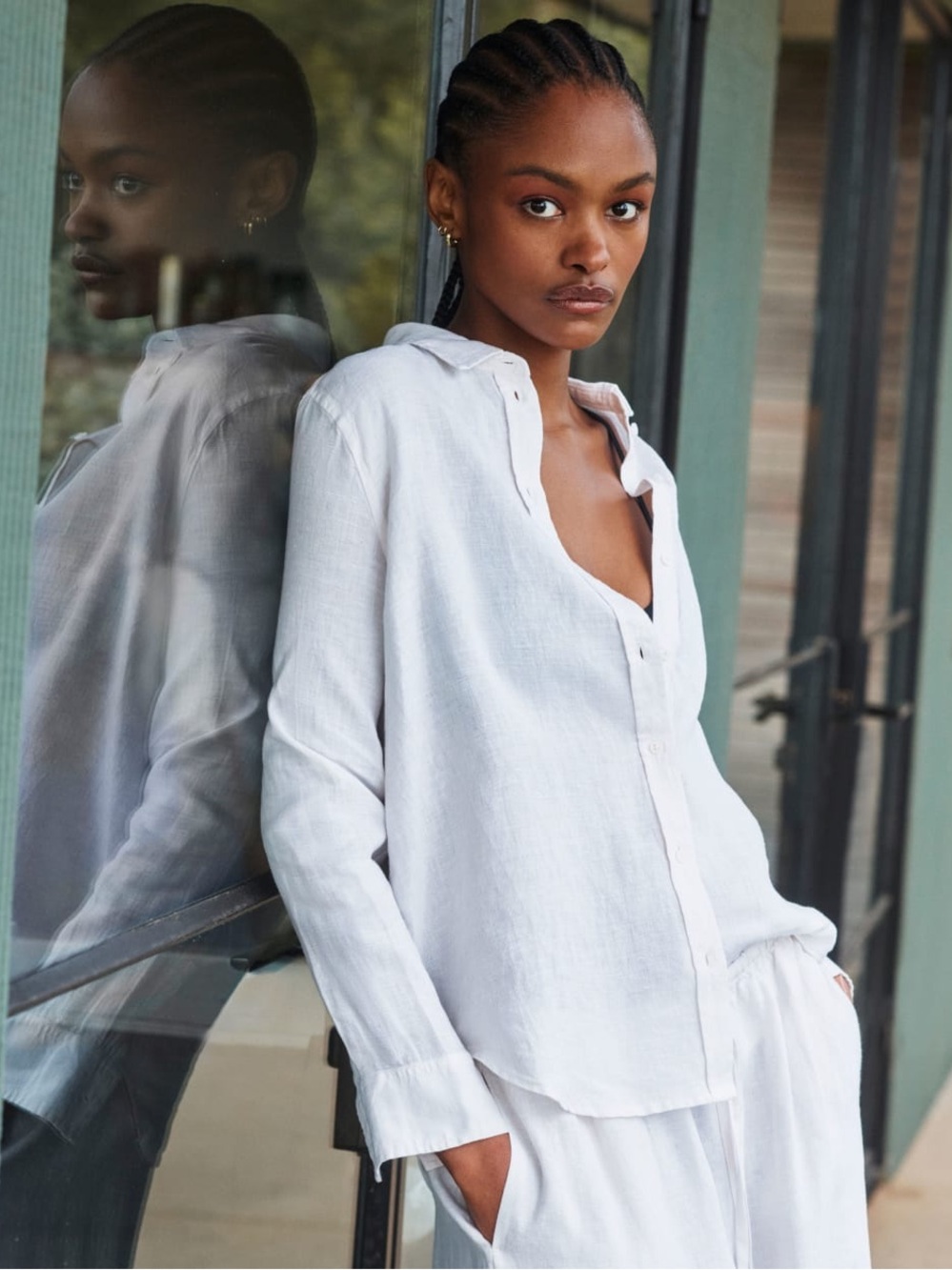 Everlane White Linen Button-Down Shirt